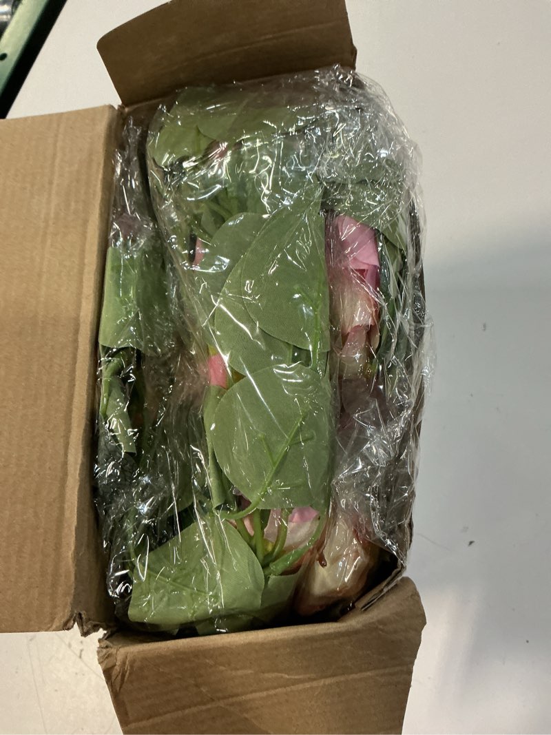 Condition photo showing New/Like New for suncalla 6 ft artificial peony flower garland vintage faux real look silk peony eucalyptus garland pink roses silk flower vine wall hanging plant for wedding arch door arrangement party decor peony style