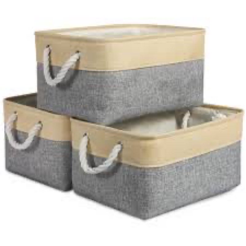 TheWarmHome Storage Bins for Shelves - 13.8L×9.8W×6.7H inch 3 Pack Medium Collapsible Storage Basket