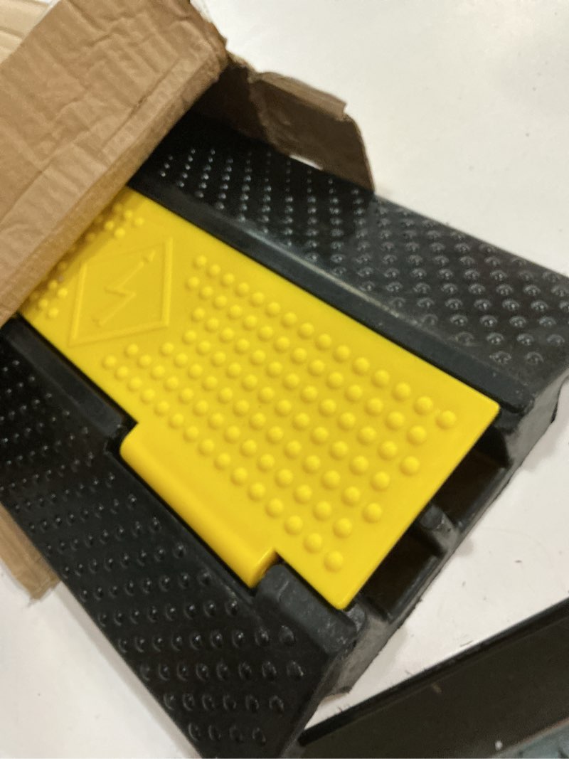 Condition photo showing New/Like New for rubber cable ramp cord cover cable protector ramps wire hose protective 2 channel 22000lbs load capacity traffic speed bump for asphalt concrete gravel driveway indoor outdoor, 1 pack 2 channel-1 pack