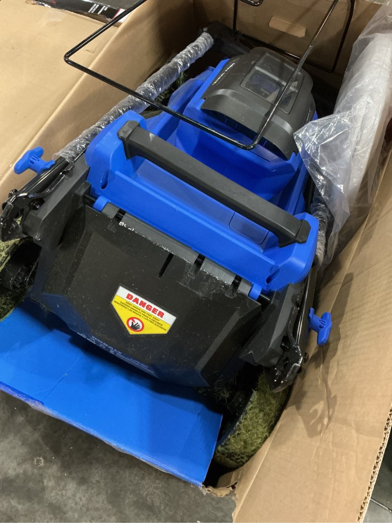 Condition photo showing As Is for kobalt 40-volt 21-in brushless battery push lawn mower 6 ah