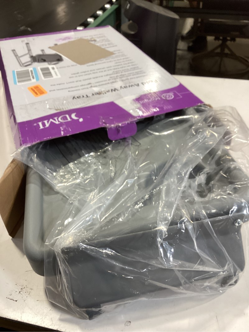 Condition photo showing Good Condition for dmi walker tray  rollator tray  mobility and walker accessory tray table fits most standard walkers  folding with two cup holders and tool free assembly  16 x 11.8