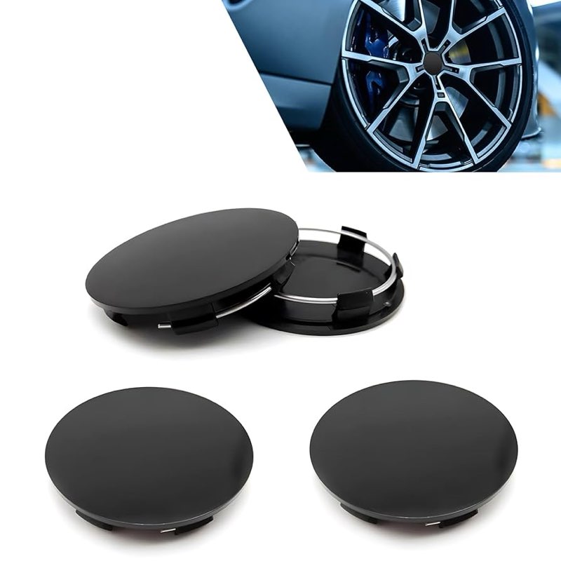 4 PCS Car Wheel Center Caps, 60MM/2.36In OD 56MM/2.2In ID, ABS Snap-in Vehicle Rim Hub Caps, Anti-Falling Rust-Proof Wheel Hub Decoration, Universal for SUV, Sedan, Truck(Black)