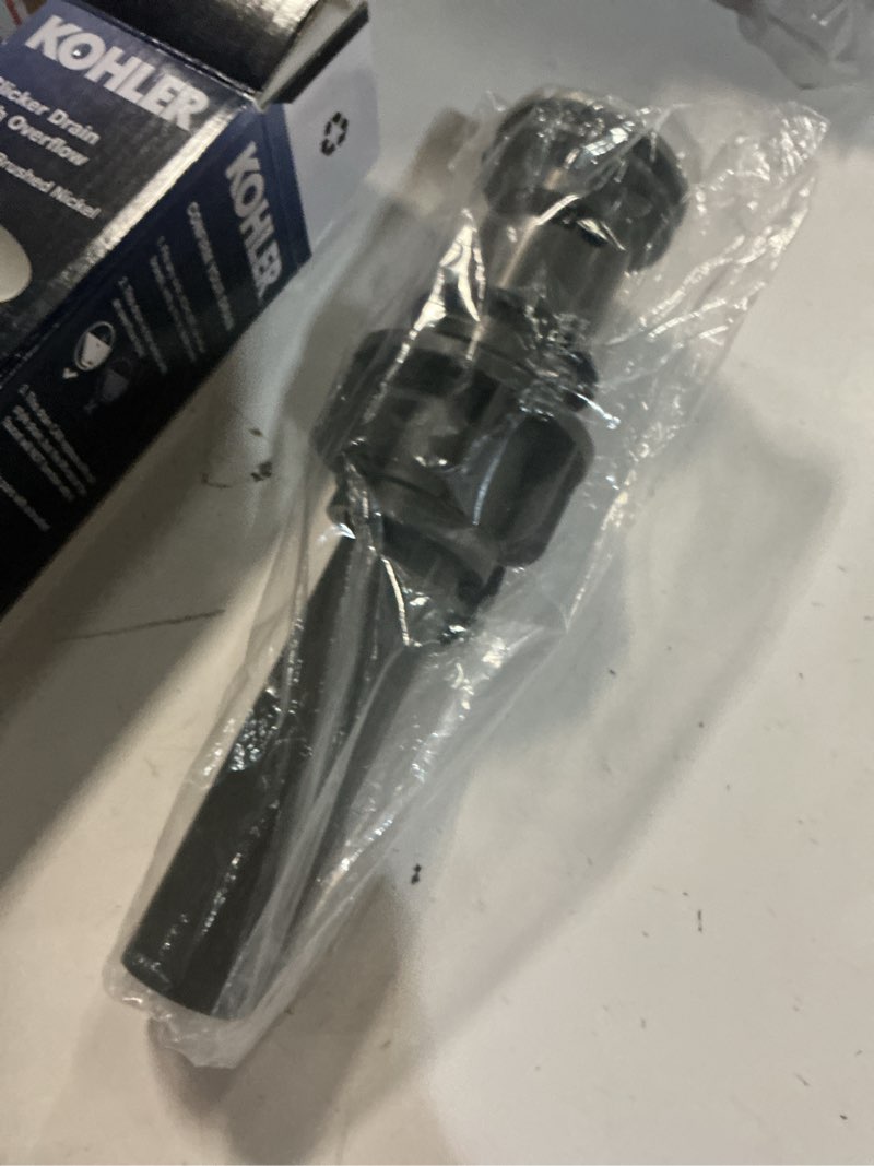 Condition photo showing As Is for Kohler RH1274364-BN Clicker Drain with Overflow in Vibrant Brushed Nickel, ?2.76 x 2.76 x 9.72 inches Vibrant Brushed Nickel 2.76 x 2.76 x 9.72 inches