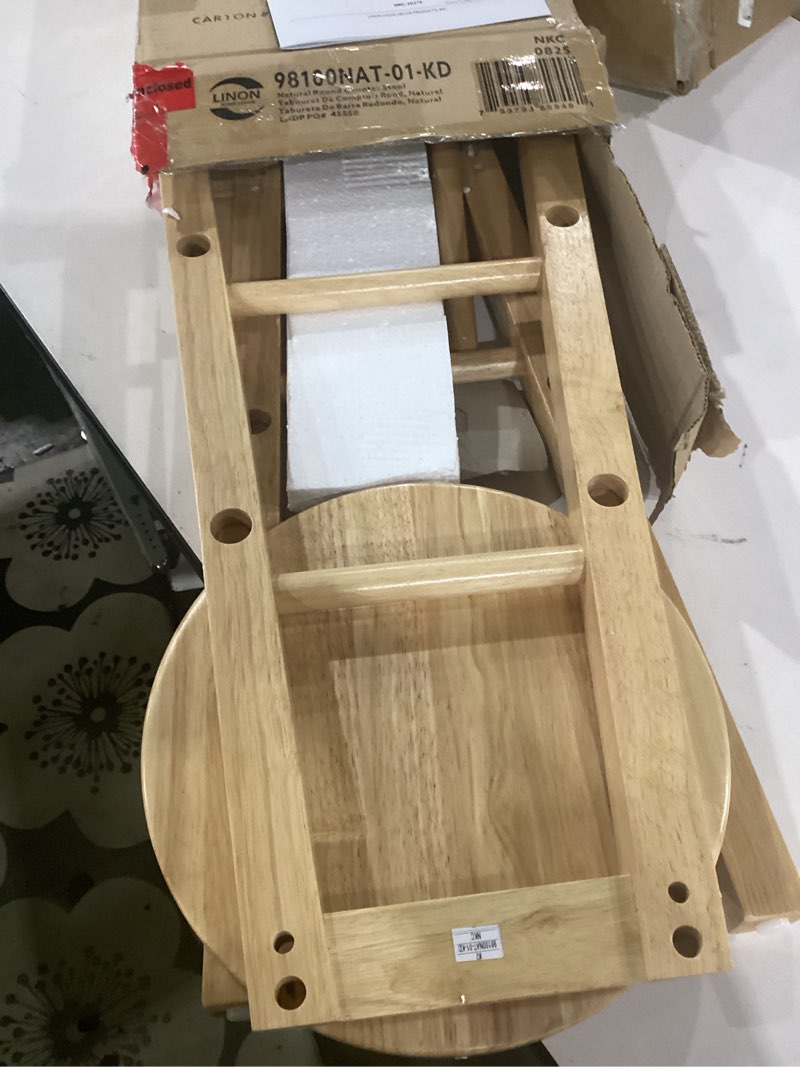 Condition photo showing Good Condition for linon natural barstool with round seat, 24-inch natural bar stool