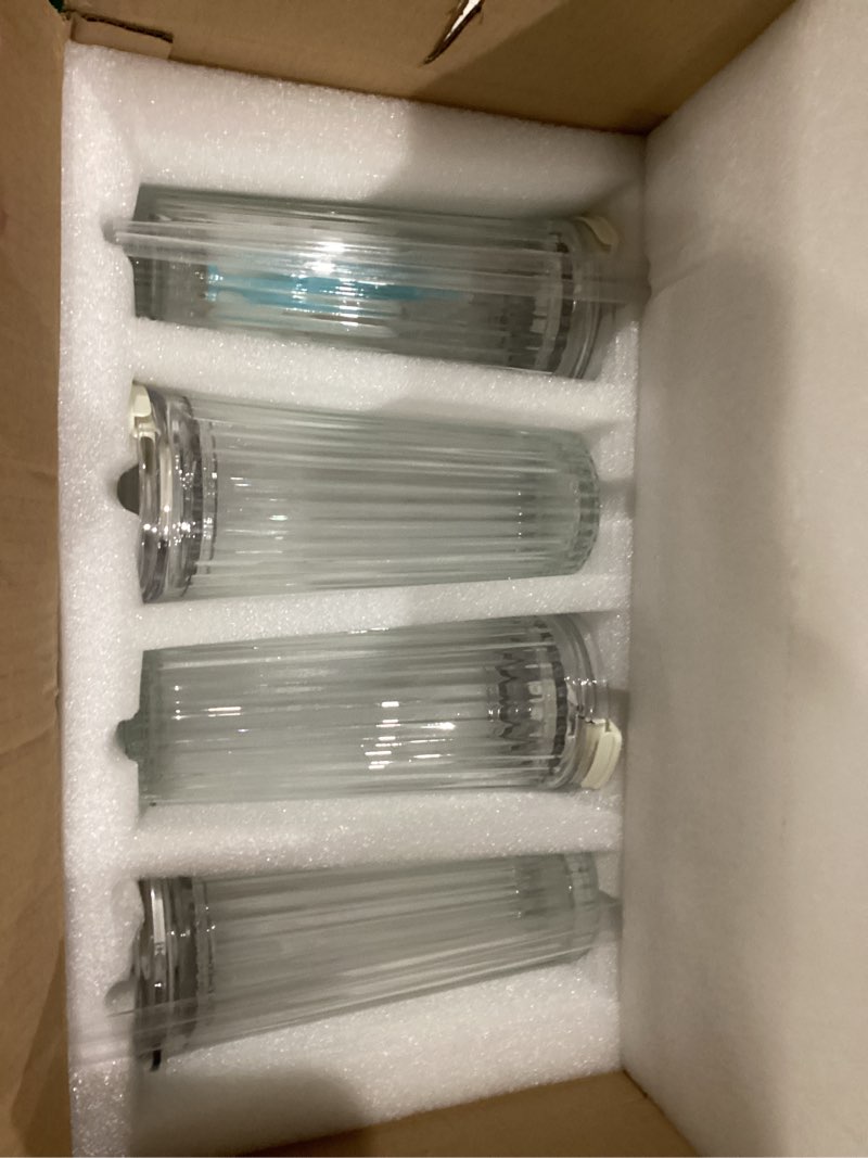 Condition photo showing Good Condition for WERTIOO 20 Oz Ribbed Glass Tumblers with Straw and Lid, Glassware Drinking Glasses Set of 4, Leak Proof Ice Coffee Cups Reusable, Thickened Glass, Ideal for Iced Coffee, Smoothies and Juices