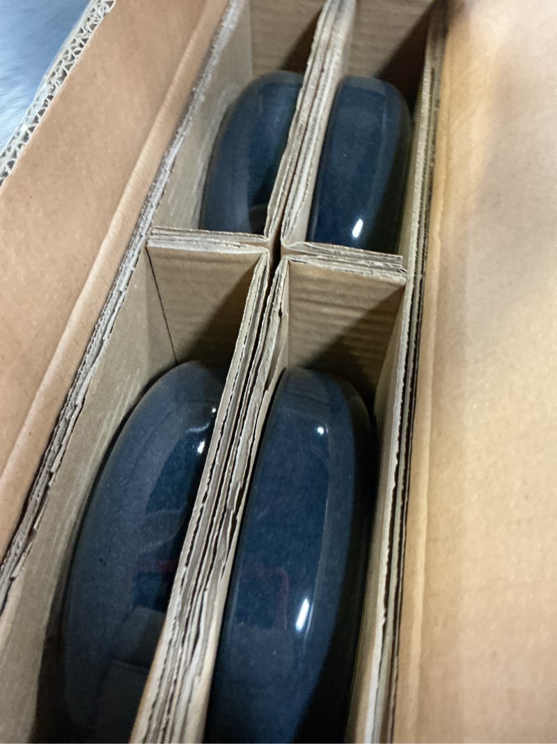 Condition photo showing New/Like New for herogo stoneware pasta bowls set of 4, large wide shallow 37oz plates and serving bowls sets for salad soup cereal, microwave & dishwasher safe, starry blue starry blue nature series