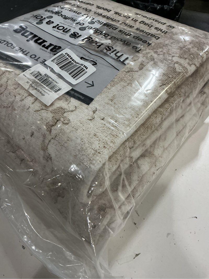 Condition photo showing Good Condition for art&tuft washable rugs 8x10, anti-slip backing abstract 8x10 area rugs for living room, foldable stain resistant machine washable area rug (8'x10', beige) beige 8' x 10' (rectangular)
