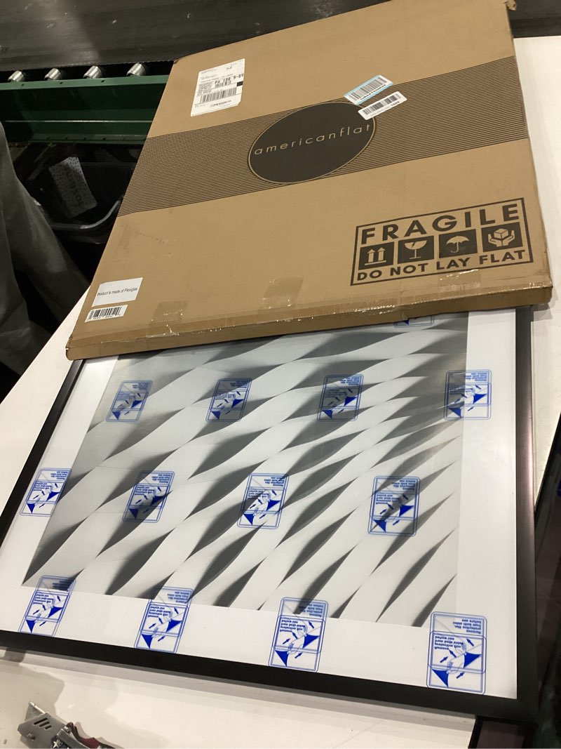 Condition photo showing New/Like New for americanflat 24x28 picture frame with polished plexiglass - use as 20x24 frame with mat or display 24x28 photo without mat - streamline collection - thin border picture frames for wall - black black 24x28 1 pack