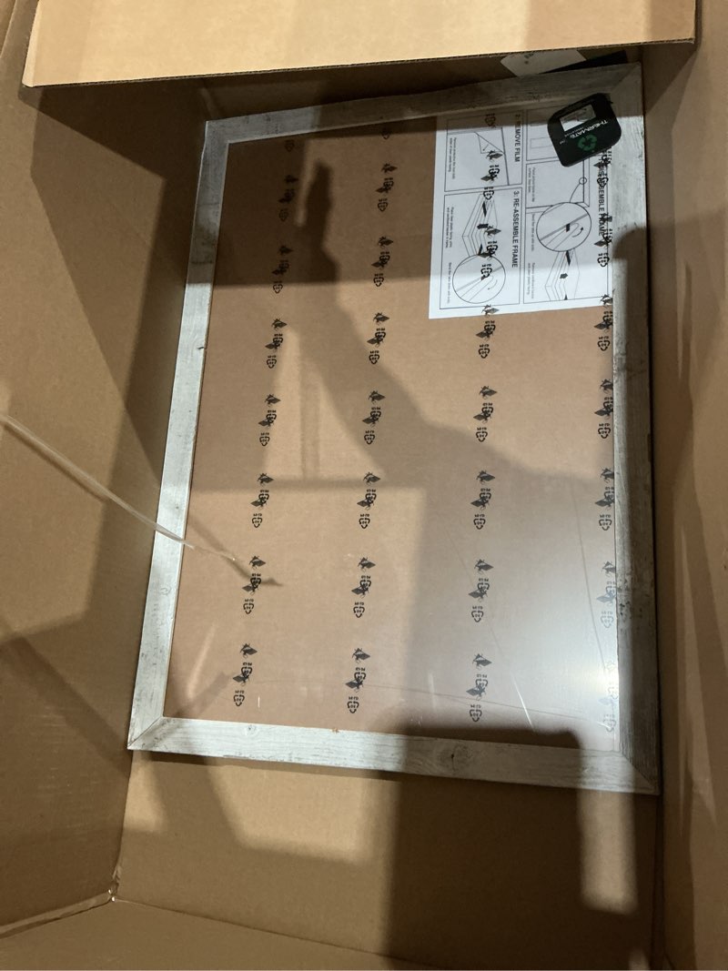 Condition photo showing Good Condition for barnwoodusa farmhouse picture frame 1 1/2 inch molding, 20x30, white wash | ready to display: your frame arrives complete with plexiglass, cardboard backing, and sawtooth hangers. white wash 20x30
