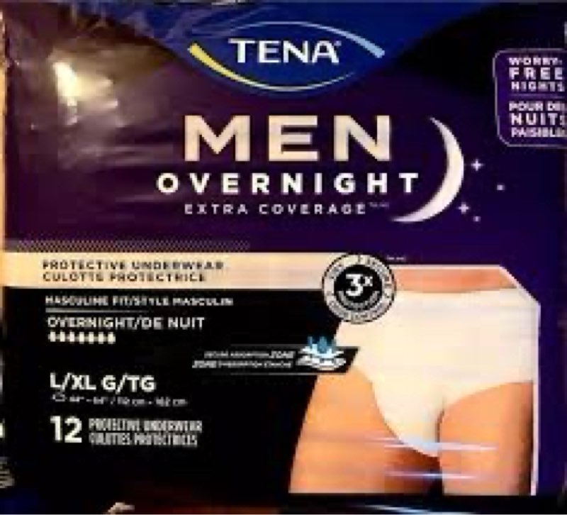 Tena Men Overnight Extra Coverage L/XL G/TH 12 Count