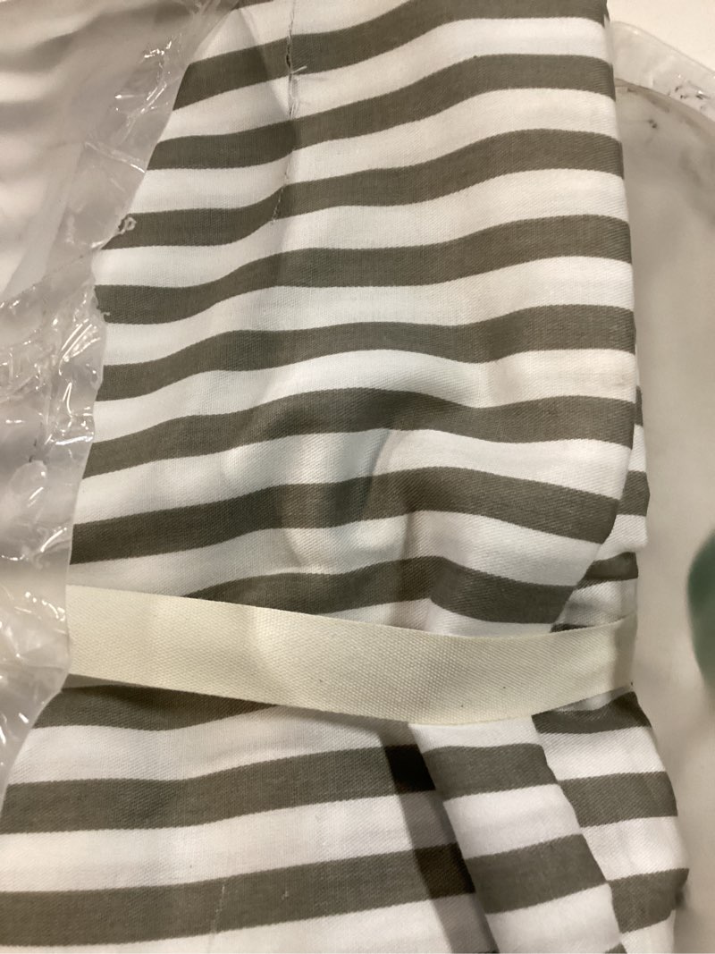 Condition photo showing As Is for jellymoni 100% natural cotton 2pcs striped duvet cover sets,white with grey stripes pattern printed comforter with zipper closure & corner ties for kids(twin size) 0604 twin(68"×90")