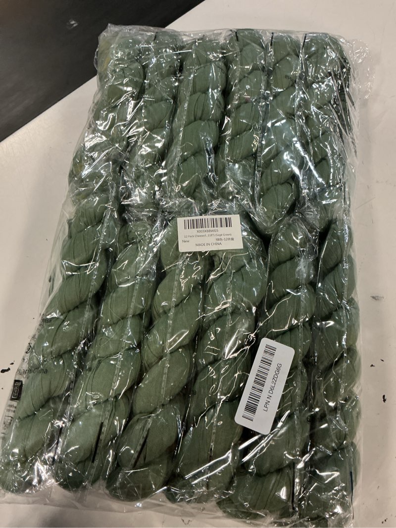 Condition photo showing Good Condition for 12 pack cheesecloth table runner, runner gauze boho wedding decor romantic table runner for wedding birthday party(35" x 118") (sage green) 12pc sage green