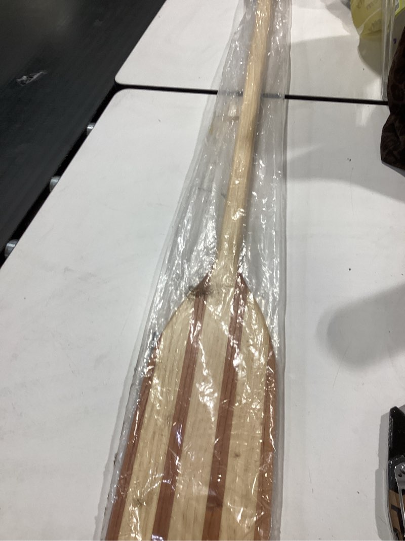 Condition photo showing Good Condition for wooden canoe paddle with ergonomic palm grip and anti-collision edge, floating wood canoe boat paddle splicing color 122 cm/4.0 ft