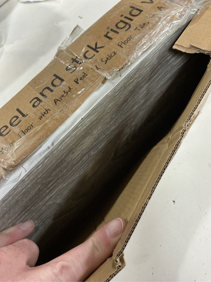 Condition photo showing New/Like New for art3d peel and stick floor tile vinyl wood plank 36-pack 54 sq.ft, light grey, rigid surface hard core easy diy self-adhesive flooring