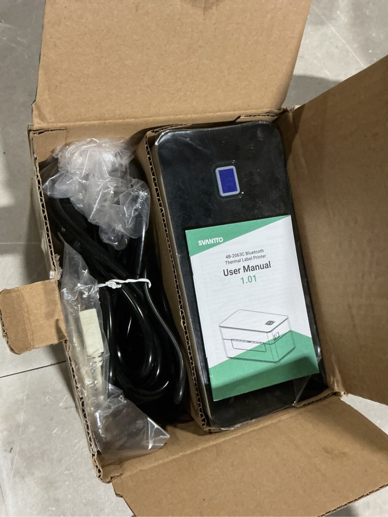 Condition photo showing Good Condition for svantto bluetooth thermal label printer, 4x6 shipping label printer for small business, compatible with ios, android, windows, mac, amazon, ebay, shopify, usps, ups, etsy, black