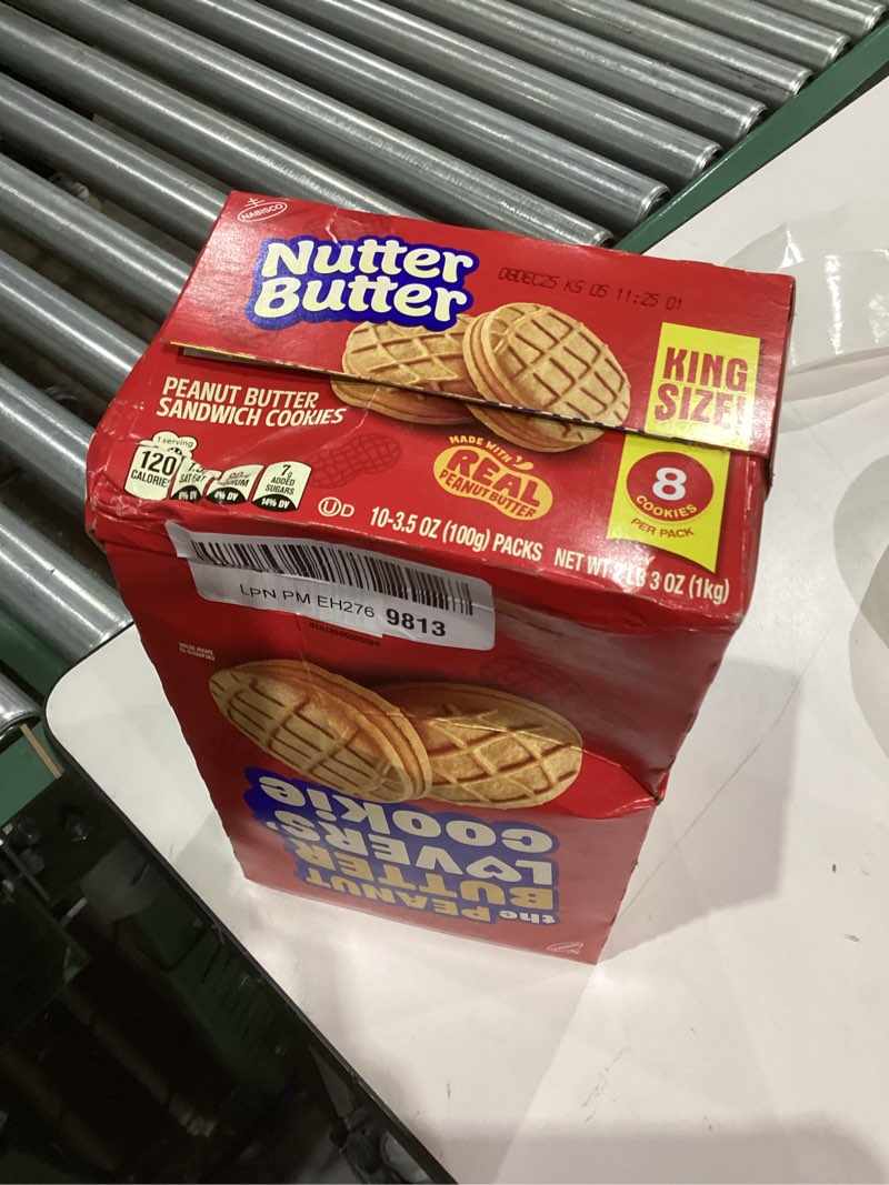 Condition photo showing New/Like New for NUTTER BUTTER Peanut Butter Sandwich Cookies, King Size, 10-3.5 oz Snack Packs Peanut Butter 35 oz