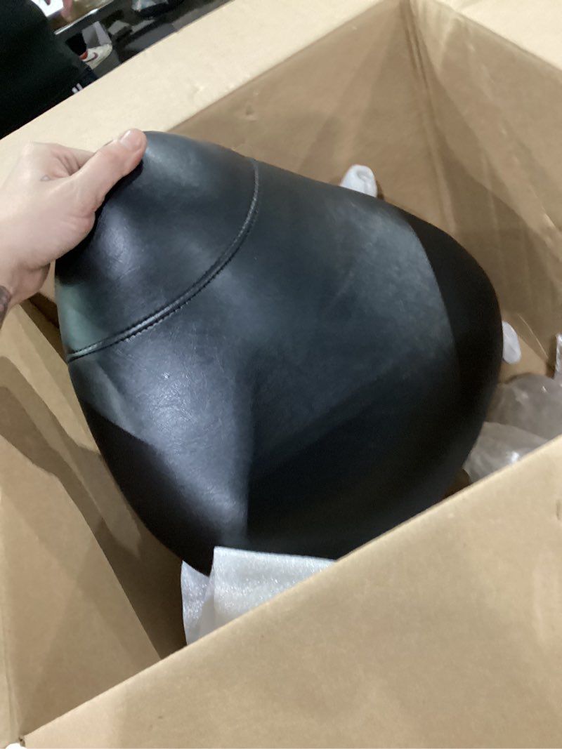 Condition photo showing New/Like New for yeezee saddle stool ergonomic- comfortable rolling saddle stool with wide thick saddle seat padding, swivel adjustable saddle chair with wheels and ring pedal for medical massage salon (dark black)