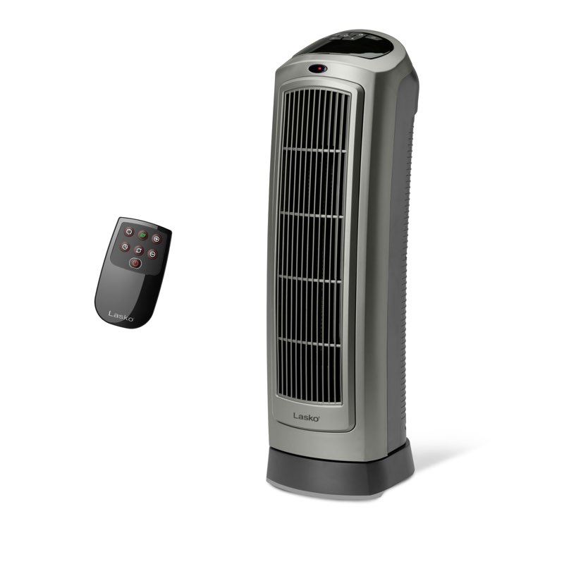 Lasko Portable Oscillating Ceramic Space Heater Tower with Digital Display, Remote Control, 2 Heat S