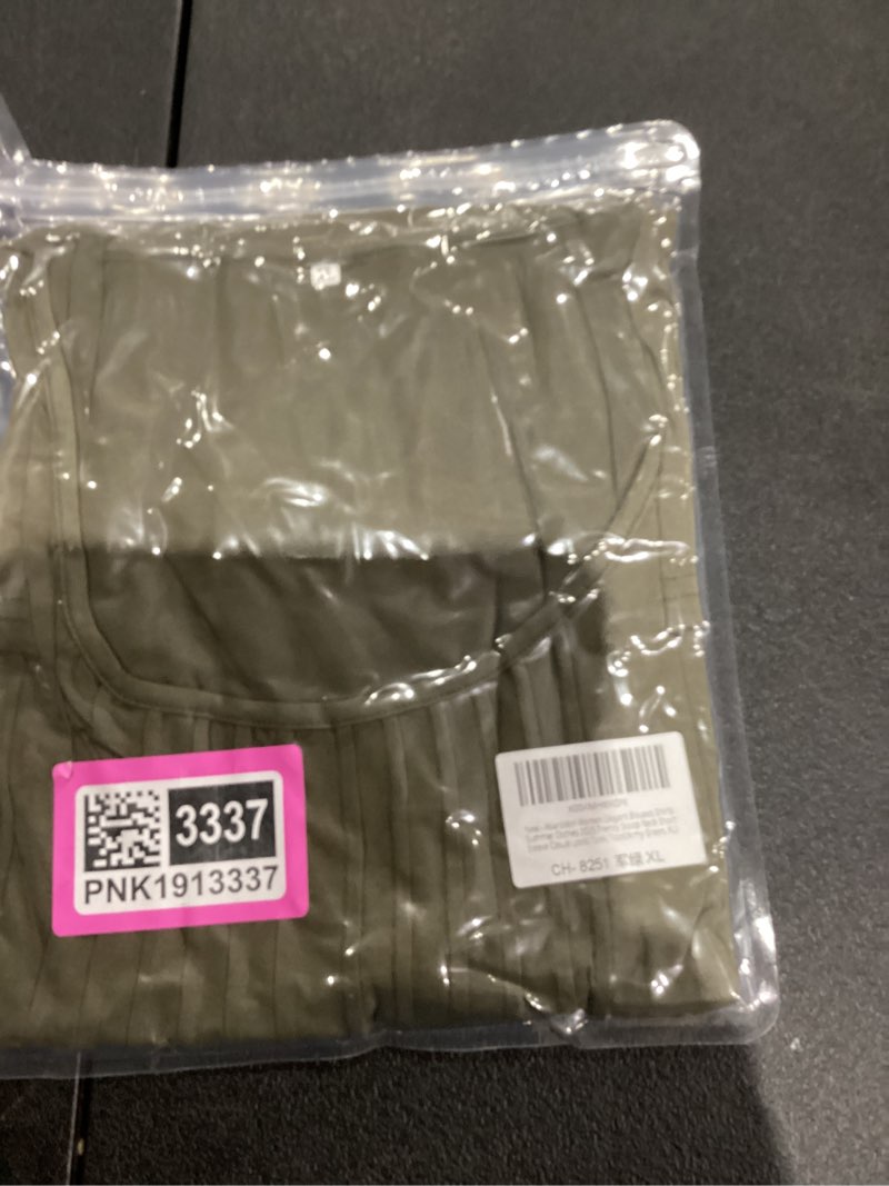 Condition photo showing New/Like New for Abardsion Women Elegant Blouses Shirts Summer Clothes 2025 Trendy Scoop Neck Short Sleeve Casual Loost Tunic Tops Army Green X-Large