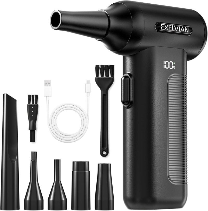 compressed air duster electric : 150000rpm 10000mah led 6-gear adjustable keyboa