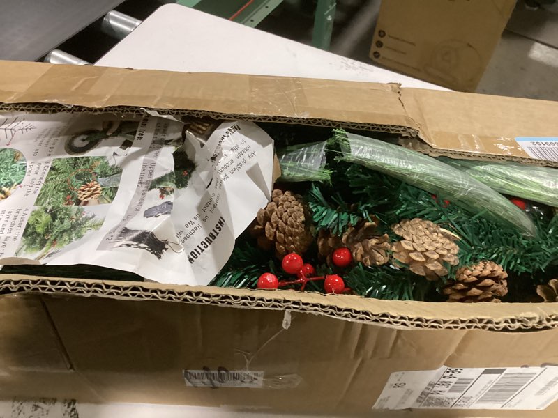 Condition photo showing As Is for 2 Pack 22 Inch Table top Christmas Tree with 60 LED Lights Timer, Realistic-Feel PE Artificial Small Christmas Trees Warm White Lights Pine Cones Red Berried, Xmas Mini Tree for Indoor Home Holiday