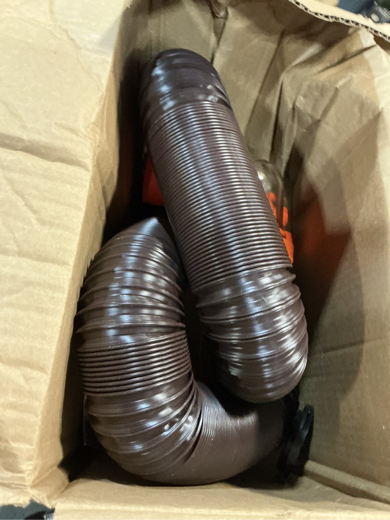 Condition photo showing As Is for Camco RhinoFLEX 20-Ft RV Sewer Hose Kit - Features Clear Elbow Fitting w/Removable 4-in-1 Adapter - Connects to 3” Slip or 3”/3.5”/4” NPT Threaded Sewer Connection (39742) 20' Rhino Sewer Hose