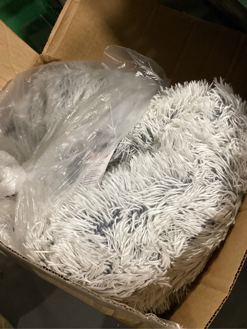 Condition photo showing As Is for Bedfolks Calming Donut Dog Bed, 36 Inches Round Fluffy for Large Dogs, Anti-Anxiety Plush, Machine Washable (Dark Grey, Large) 36.0"L x 36.0"W x 8.0"Th Dark Grey