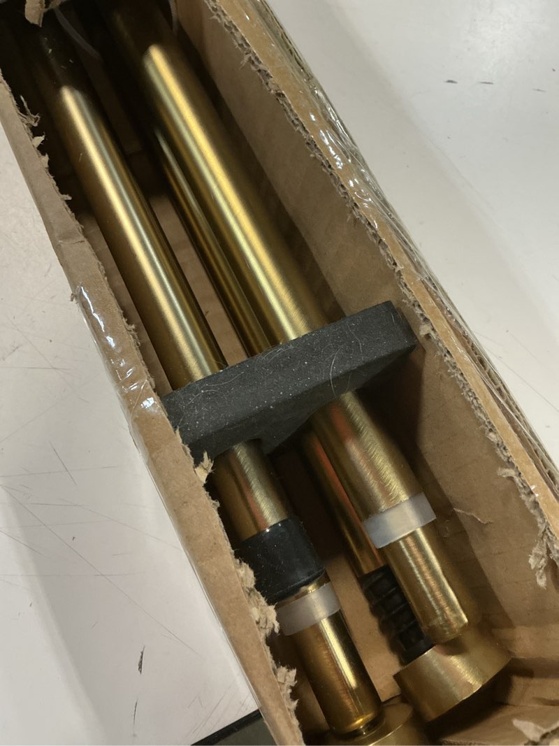 Condition photo showing New/Like New for 2-pack curtain rod for windows 72-144",adjustable window curtain rods with premium aluminum end cap finials and full surround brackets,7/8"(0.073feet) diameter,warm gold drapery rods for curtains 72-144" warm gold