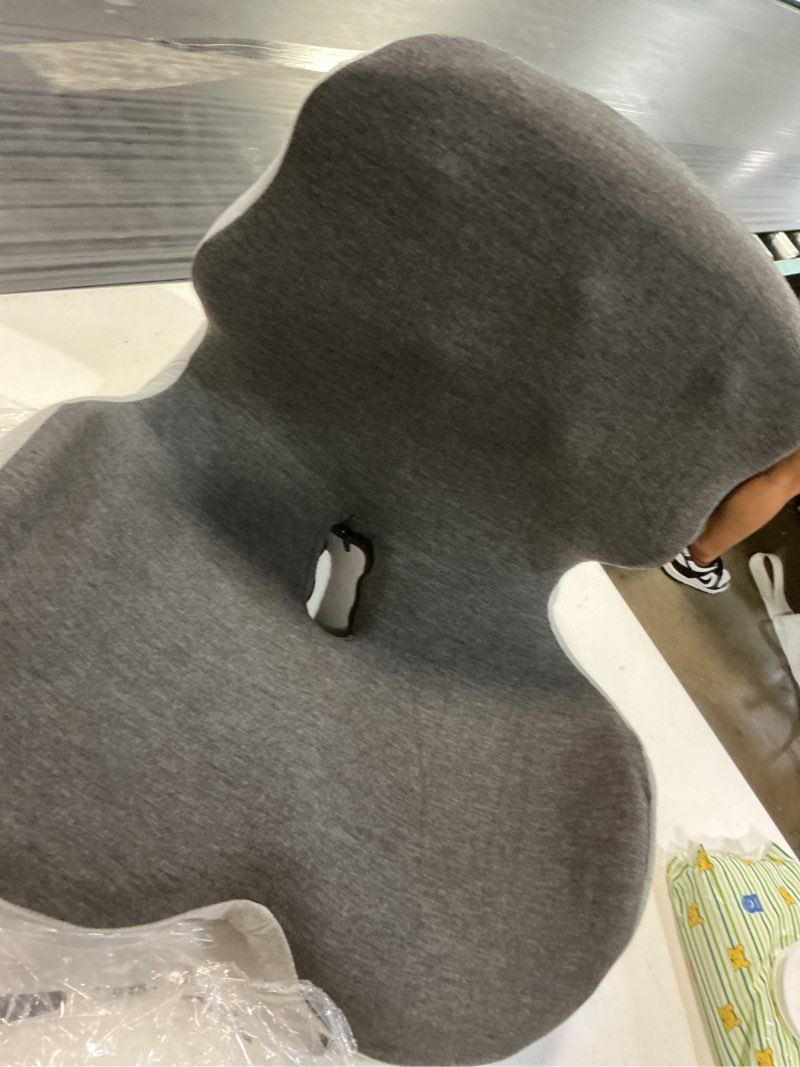 Condition photo showing Good Condition for ergonomic memory foam seat cushion with lumbar support, contoured u-shaped design, non-slip grips and removable washable cover - dark grey