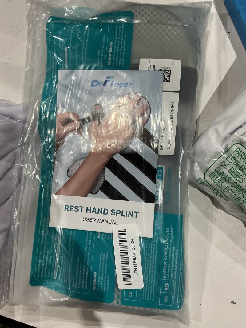 Condition photo showing Good Condition for drfinger stroke hand brace splint for straightening fingers with 5 fingers resting support,prevent fingers curling, dupuytren's contractures, hand spasms, fit right & left, men & women - l grey l