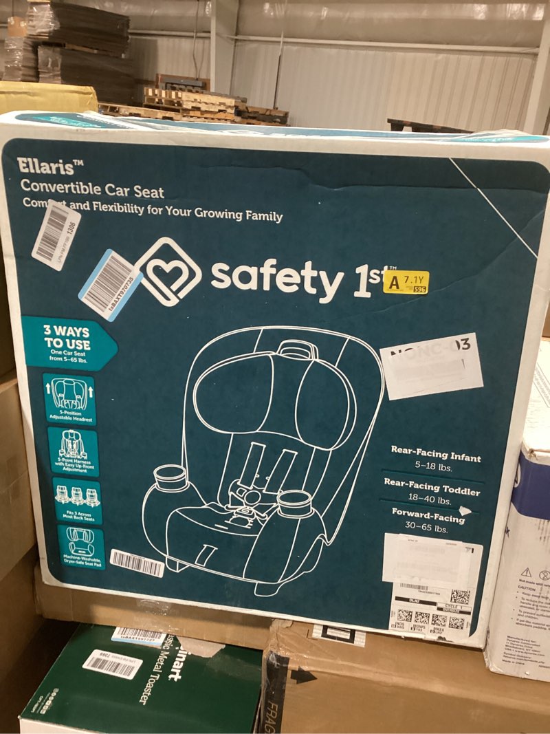 Condition photo showing Good Condition for safety 1st ellaris 3-in-1 convertible car seat, slim fit design, rear & forward-facing, 5-position headrest, 3-across fit, travel-friendly with machine-washable seat pad, smokey haze