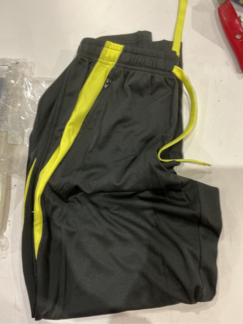 Condition photo showing As Is for men’s athletic pants with zipper pockets open bottom lightweight sweatpants, for workout, running, gym, training small 0125-black, 1 pack
