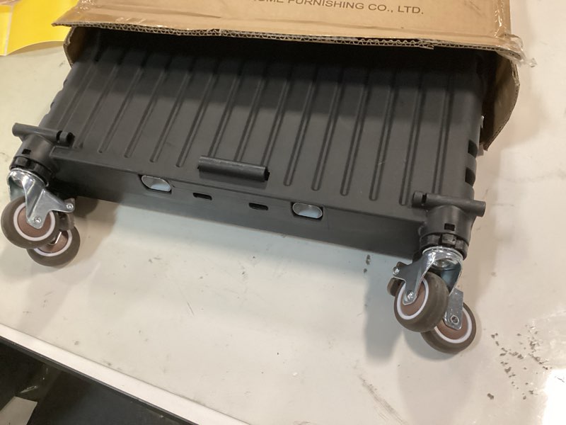 Condition photo showing As Is for Folding Utility Cart Portable Rolling Crate Handcart Shopping Trolley Collapsible Tool Box, with Lid, Basket on 4 Rotate Wheels, for Grocery, Office, Luggage, Teacher (Black)