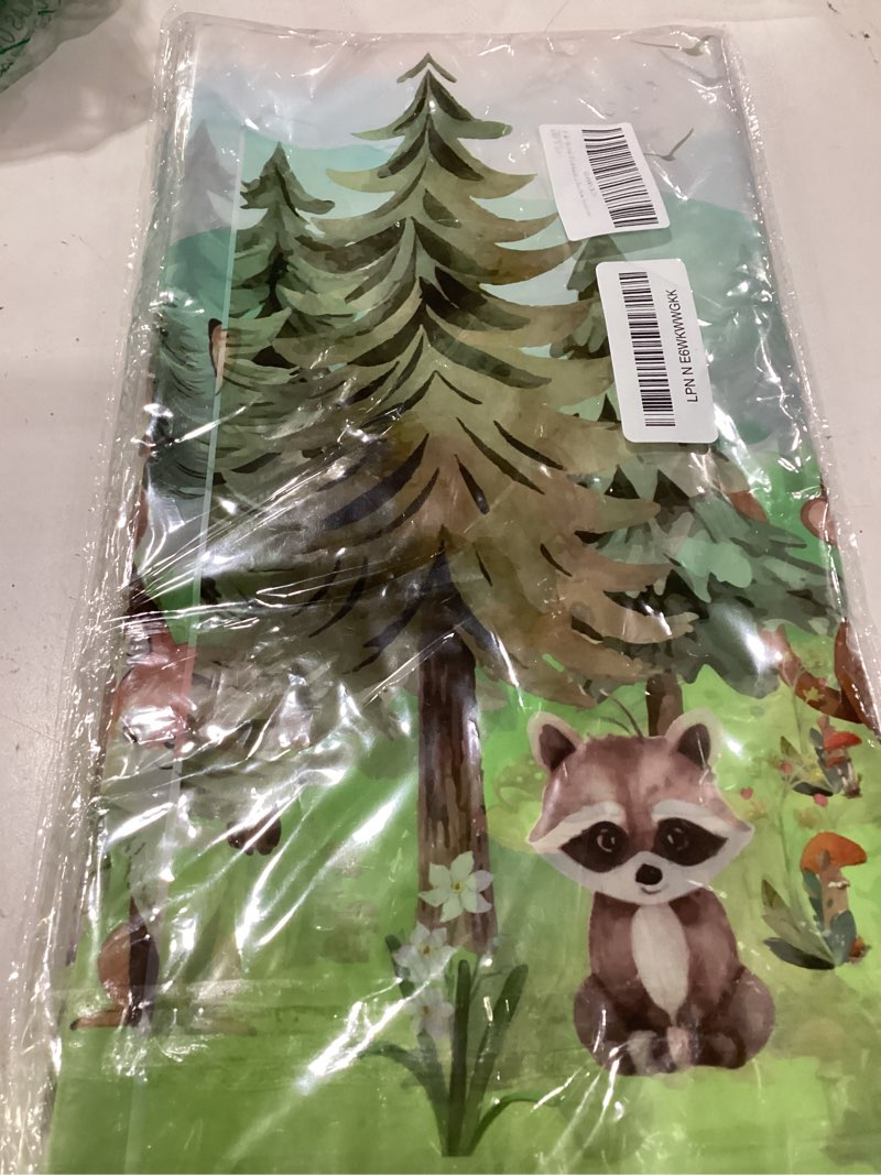 Condition photo showing New/Like New for 3pcs woodland baby shower decorations tablecloth, plastic table cloth for gender neutral forest animal baby shower decorations boy,54x108inch