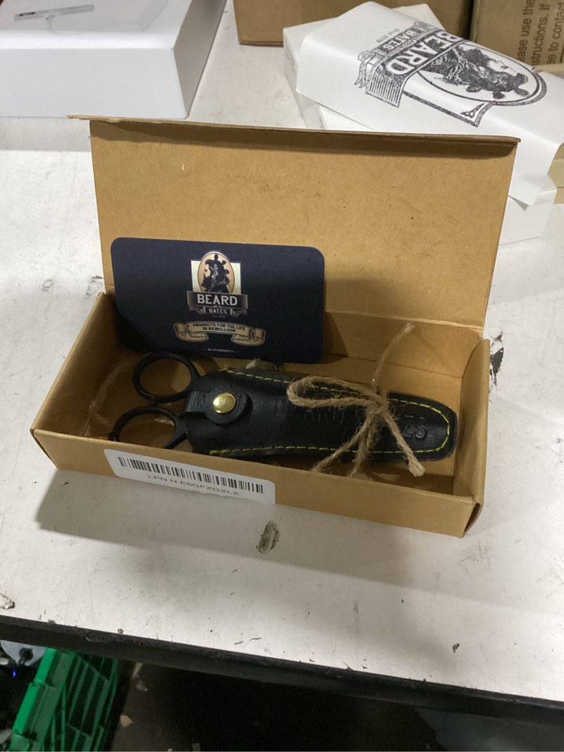 Condition photo showing Good Condition for beard & bates 1878 black label shears | premium grooming scissors with holster for beards and mustaches