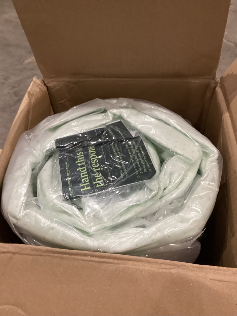 Condition photo showing New/Like New for zinus 10 inch full green tea memory foam mattress [new version], fiberglass free, medium firm feel, zoned pressure relief, certified safe foams & fabric, mattress in a box white full 10in small box