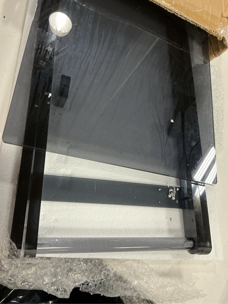 Condition photo showing As Is for namalu acrylic foldable tv dinner table small folding tray space saving for eating snack coffee bed desk living room kitchen furniture easy assembly (no edge,24 * 20 * 14 inches,black) black 24*20*14 inches no edge
