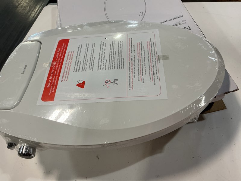 Condition photo showing Good Condition for brondell bidet toilet seat non-electric swash seat, fits round toilets, white – dual nozzle system, ambient water temperature – bidet with easy installation s101 round