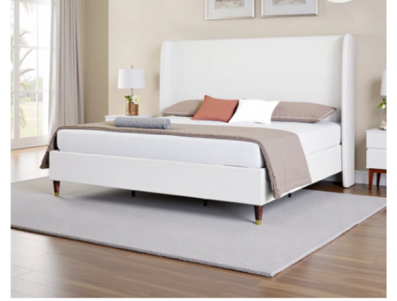  belo upholstered platform bed king size white 