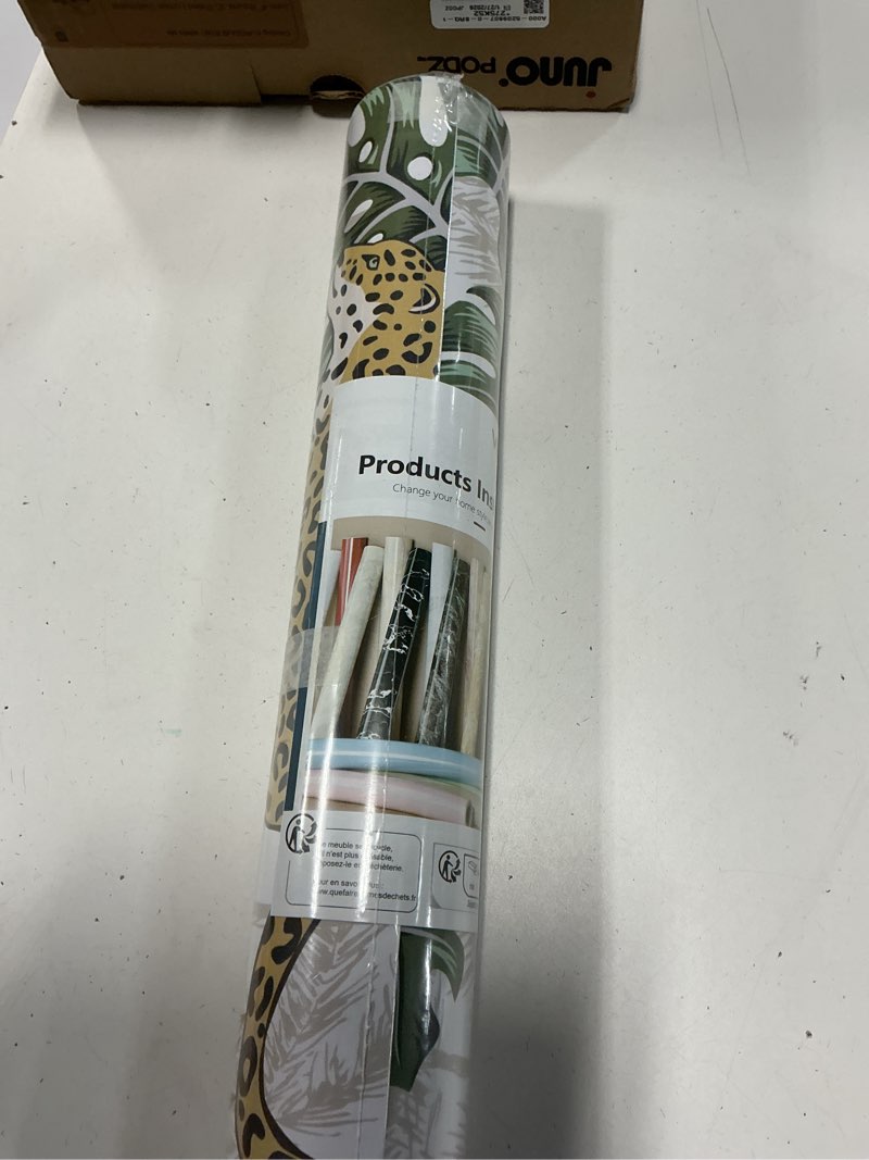 Condition photo showing New/Like New for veelike white tropical wallpaper peel and stick exotic leopard wallpaper for bedroom bathroom 17.7''x354'' jungle animal wall mural monstera leaves removable wall paper self adhesive contact paper 17.7" x 354" white