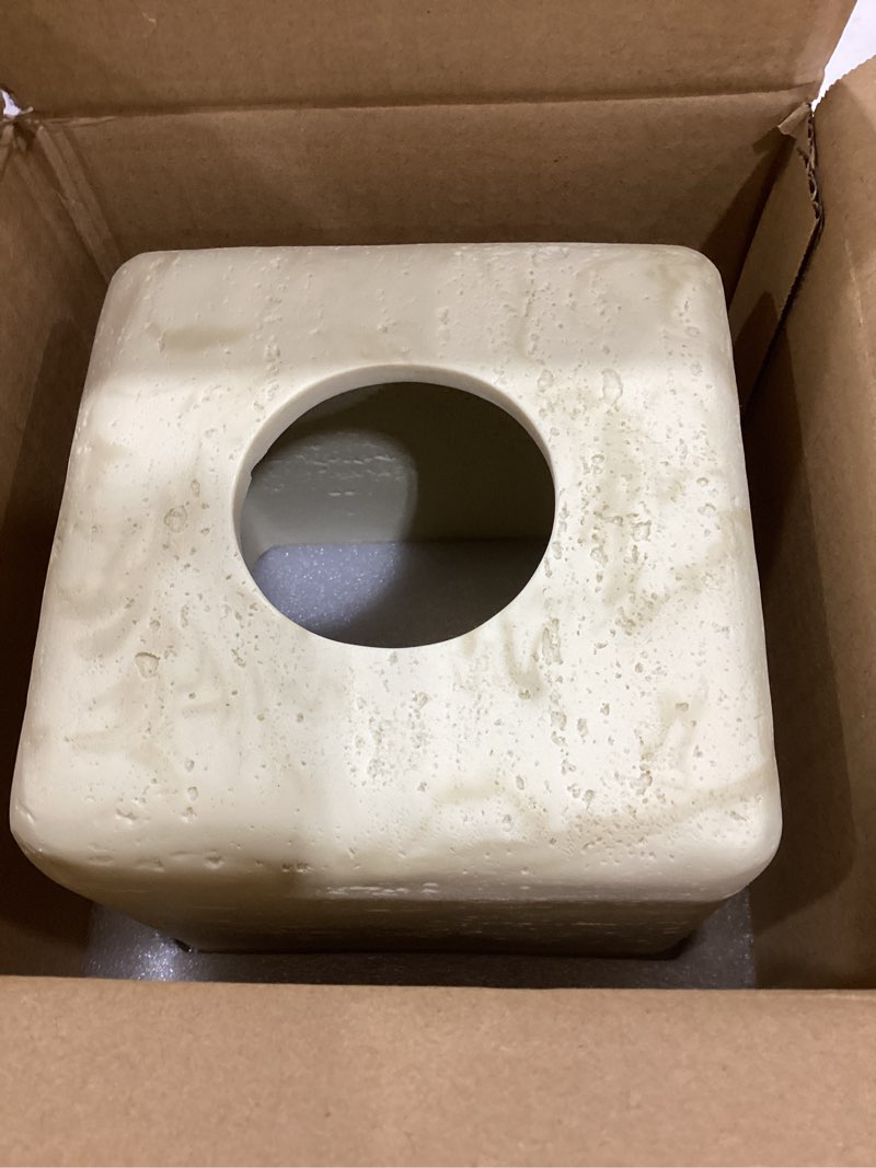 Condition photo showing Good Condition for Natural Travertine Tissue Box Cover – Modern Resin Cube Holder for Bathroom, Bedroom, Office – Decorative Square Tissue Box for Countertop, Nightstand, Vanity & Desk – Heavy&Sturdy Beige-s Square