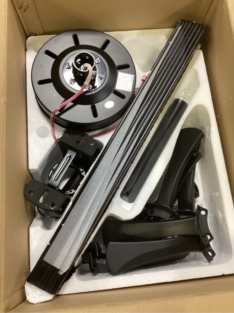 Condition photo showing As Is for zmishibo 52 inch ceiling fan no light, 8 blades black ceiling fans without lights, quiet rerverible dc motor, 6speeds, for bedroom, living room, home office and patio black 52 inch without light