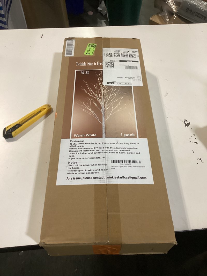 Condition photo showing As Is for Twinkle Star Lighted Birch Tree 6 Feet 96 LED for Home Wedding Festival Party Christmas Decoration Floral 6ft