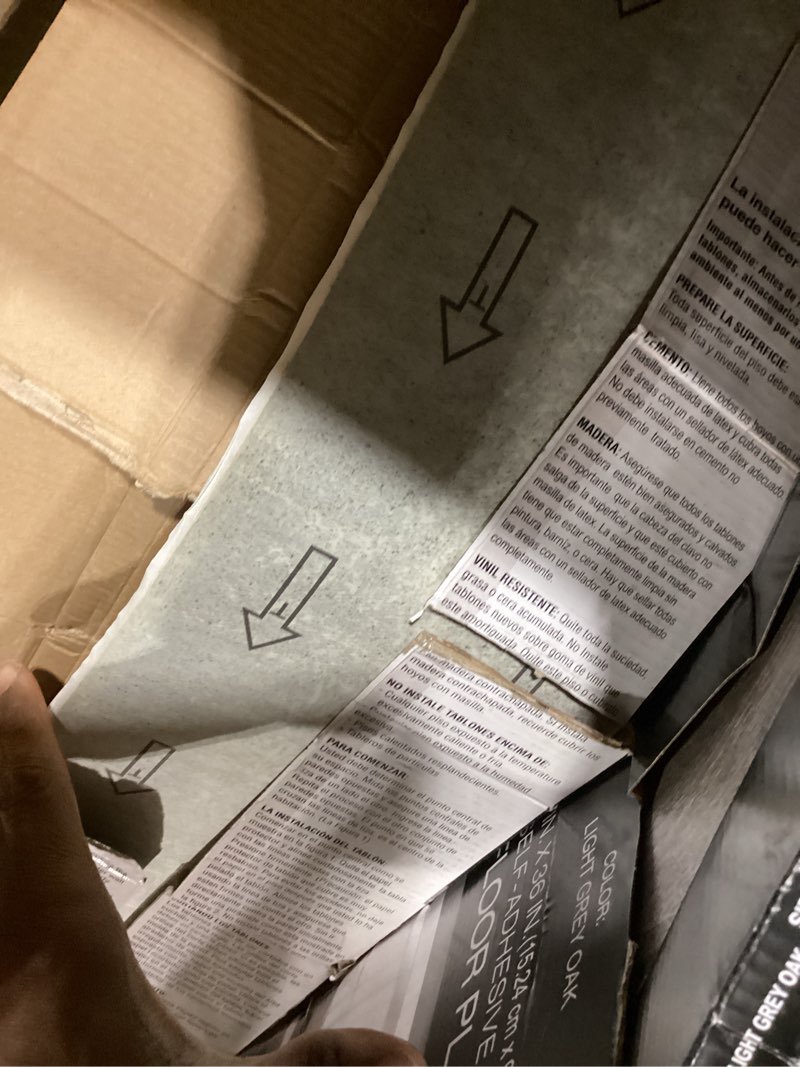 Condition photo showing Good Condition for Vinyl Peel and Stick Floor Tile, Self-Adhesive Wood Plank, 10-Pack (15 Square Feet) - 6 Inch Width, 36 Inch Length, 1.2mm - Light Grey Oak - Easy DIY Nexus Planks for Any Room by Achim Home Decor 10 Planks Light Grey Oak