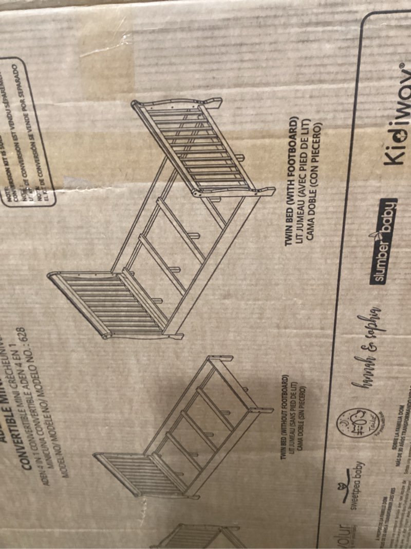 Condition photo showing Good Condition for dream on me aden 4-in-1 convertible mini baby crib in black, greenguard gold & bsa, sustainable pinewood, non-toxic finish, 3 mattress heights, converts to mini day & twin-size bed espresso