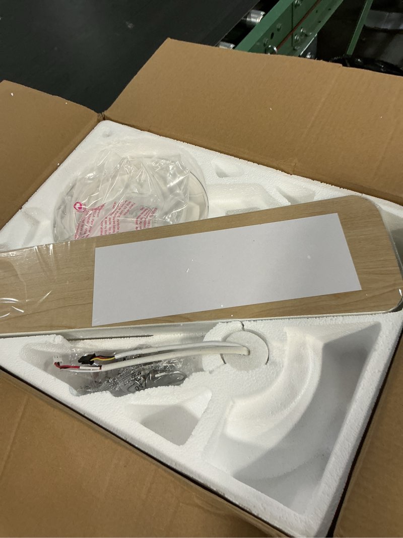 Condition photo showing New/Like New for addlon Ceiling Fans with Lights, 42 Inch Low Profile Ceiling Fan with Light And Remote Control, Flush Mount, Reversible, 3CCT, Dimmable, Quiet, White Small Ceiling Fan for Bedroom Indoor/Outdoor Use 42 inch White