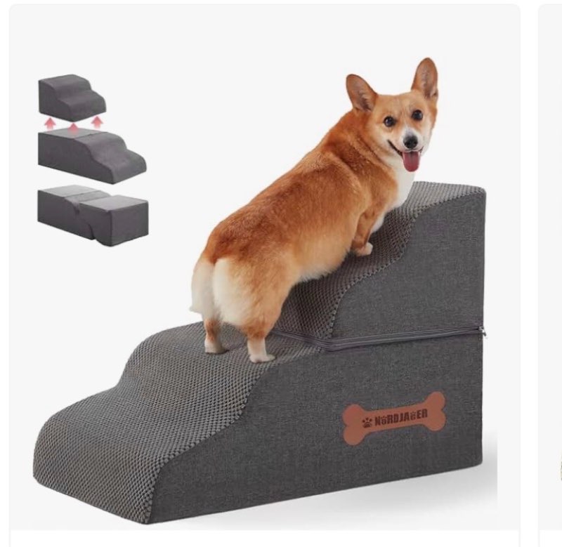 dog stairs 4 steps for small dogs and cats to get on high beds, couch or car, pets can climb, sit, l
