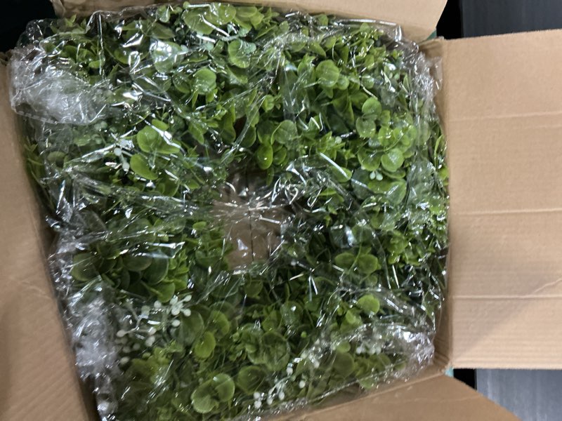 Condition photo showing New/Like New for 26'' large boxwood wreath for front door artificial spring wreath boxwood leaves greenery outdoor door wreaths for porch window home farmhouse wall decor green year round indoor outdoor all seasons 26-28inch