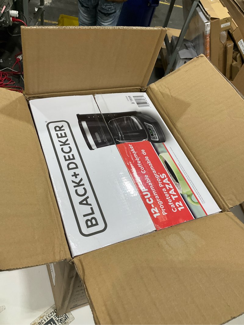 Condition photo showing Good Condition for BLACK+DECKER 12-Cup Digital Coffee Maker, Programmable, Washable Basket Filter, Sneak-A-Cup, Auto Brew, Water Window, Keep Hot Plate, Black Black coffeemaker