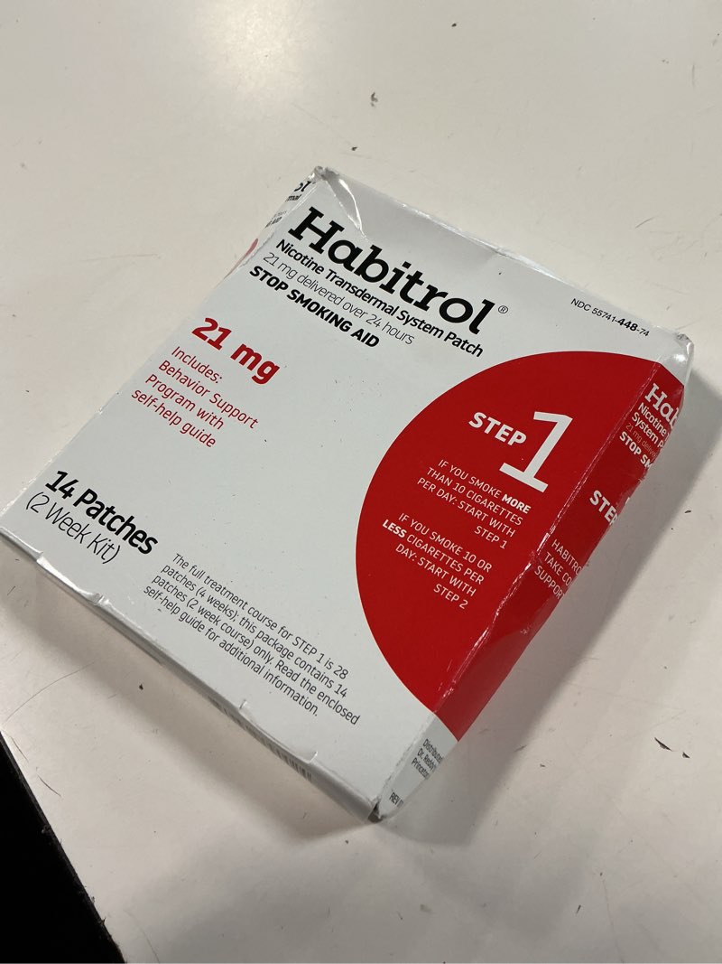 Condition photo showing New/Like New for habitrol nicotine transdermal system patch (step 1), stop smoking aid (21 mg) 14 patches (2 week kit)